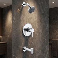 Robinet de douche mural moderne en chrome à pression équilibrée avec poignée sculptée pour baignoire, en céramique, idéal pour appartement - Vente chaude