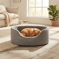 Coussin ovale pour chien avec rebord haut, en polyester doux, lavable, rembourrage en polypropylène, tapis de couchage