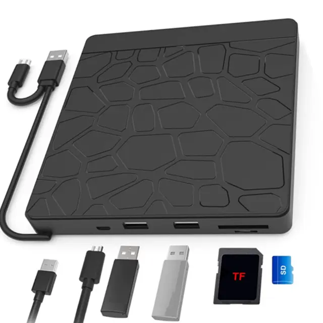 USB 3.0 External DVD Drive Portable CD/Dvd +/-Rw Drive Computer Hub, Can Read and Write 3.0U Disk/2.0U Disk/SD Card/TF Card