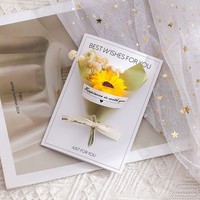 Coffret cadeau Fête des Mères DREA Mini bouquet de fleurs séchées Carte de vœux Saint-Valentin Fleurs séchées pour emballage cadeau