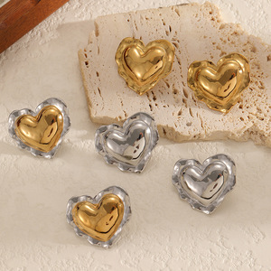Heart Shape Stainless Steel <b>Stud</b> Earrings Gold <b>Silver</b> Color For Women Gift Jewelry TE60557 - Product Image 1