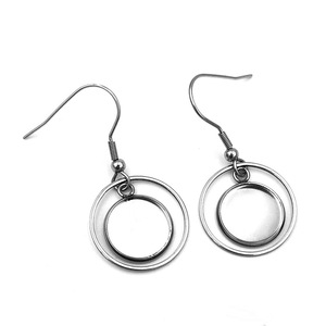 Stainless Steel Geometric Pendant <b>Earrings</b> Round Hollow Design Ear <b>Hooks</b> Unisex Jewelry H1108 - Product Image 4