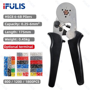 Pince à dénuder de fils de type européen Derui Tools HSC86-4, en acier à haute teneur en carbone, pour sertir les bornes de tubes avec une isolation épaisse - Product Image 6