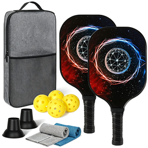 Ensemble de raquettes de pickleball en fibre de verre composite pour jeu familial, 13 mm, compact, facile à ranger, avec balles et sac de transport premium - Product Image 1