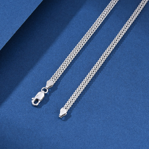925er Sterlingsilber Schmuck Weißgold Platin Beschichtetes Silber 4mm Kubanische Italienische Quadratische Doppel-Franco-Gliederkette für Herren und Damen - Product Image 3