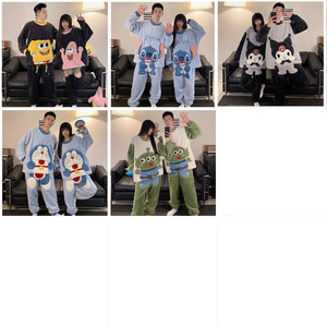 Conjuntos de ropa de dormir 2025 pareja Pijamas Mujer invierno Coral polar grueso dibujos animados jóvenes lindo estudiante pijama masculino traje - Product Image 1