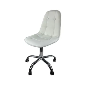 灰色皮革办公行政椅带可调高度按钮的纽扣办公转椅