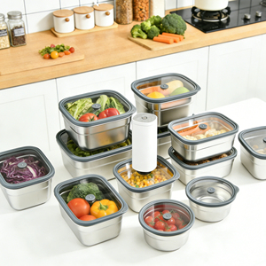 Boîte à lunch portable <span class=keywords><strong>en</strong></span> acier inoxydable authentique avec couvercle <span class=keywords><strong>en</strong></span> <span class=keywords><strong>verre</strong></span>, grande capacité, pour le camping et le stockage des aliments - Product Image 2
