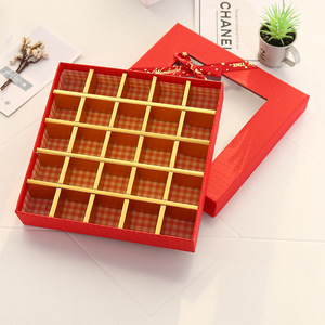 Boîte cadeau écologique pour la Saint-Valentin avec fenêtre transparente carrée et nœud, emballage 25 compartiments pour chocolats - Product Image 3