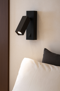 Lampe de chevet LED pour hôtel 85-265V, <span class=keywords><strong>applique</strong></span> murale réglable <span class=keywords><strong>avec</strong></span> <span class=keywords><strong>interrupteur</strong></span> à bascule (noir) - Product Image 2