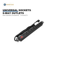 Unité de distribution d'alimentation à prise universelle 1U pour rack PDU, 6 prises multi-normes US UK EU AU pour rack de serveur