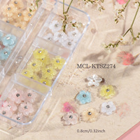 Breloques pour ongles en forme de fleur 3D couleur macaron, décorations brillantes en strass pour manucure