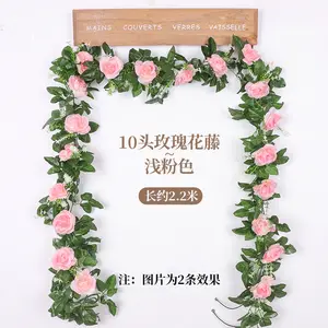 Trend ürünleri gül asma 245cm kırmızı güller çiçekler yapay ev düğün çiçek gül duvar Rattan dekorasyon
