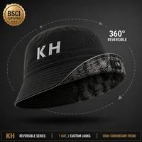 Sombrero Reversible KH, Estilo Dúo, 1 Sombrero, 2 Looks, Logotipo Personalizado, Gorra de Pescador de Algodón, Venta al Por Mayor, Fábrica OEM