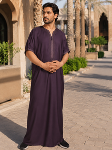 Vêtements islamiques pour hommes CCY, Thobe, Kaftan, Jubba, Robe, Dishdasha, <span class=keywords><strong>tenue</strong></span> arabe musulmane respirante, décontractée, modeste, pour le Ramadan et l'Aïd - Product Image 3