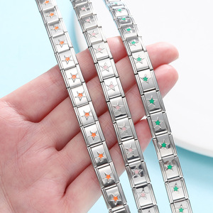 Star Modular Charm Link | 18K PVD Stainless Steel Square Italian <b>Bracelet</b> <b>Bead</b> for DIY Jewelry <b>Making</b> Accessories - Product Image 3