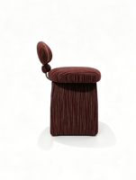 Fauteuil de salon minimaliste en tissu, design moderne, avec pieds en arc, sans accoudoirs, rembourré et rayé, pour salle de bain ou comme chaise d'appoint.