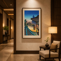 Impression sur toile de paysage de château japonais avec fleurs de cerisier, art mural japonais pour salon, bureau, hôtel, décoration traditionnelle et moderne