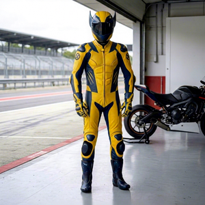 Combinaison de course en cuir faite à la main inspirée de Wolverine, manches longues, unisexe, adulte, toutes saisons, vêtements de moto - Product Image 1