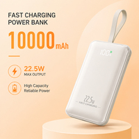 Batterie externe 10000mAh, charge rapide 22.5W, chargeur portable avec câble intégré, 20W USB-C PD, écran LED pour appareils mobiles