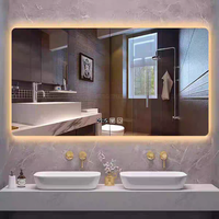 Miroir de salle de bain LED pour hôtel avec fonction anti-buée, miroir de maquillage mural à intensité variable, vente en gros