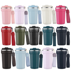 Portable Lanyard Octagon Travel Coffee <b>Mug</b> 380 510ml Stainless Steel Vacuum <b>Thermal</b> Cup Leak Proof Lid Custom Logo - Product Image 6