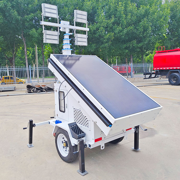 4x400W LED Mobile Light Towers 9m Telescopic Mast Diesel Solar Portable Outdoor Lighting Tower for Construction Mining Work