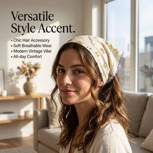 Mouchoir de poche personnalisé pour femme en coton et lin, avec logo, dentelle festonnée au crochet, imprimé vintage motif fleurs sauvages, vente en gros - Product Image 3