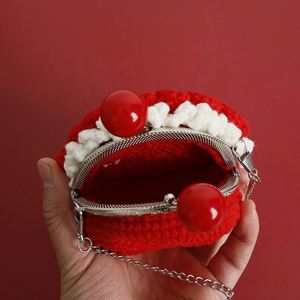 Sweet Girl Christmas <b>Tree</b> Embroidered Wool Crochet Coin Purse for Women Fashionable Accessory with Chain <b>Bag</b> - Product Image 3