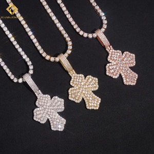 Fashion Hip Hop <b>Crucifix</b> Jewelry Gold Plated Pendant 925 Sterling <b>Silver</b> VVS Moissanite Brilliant Cut Iced Cross Pendant - Product Image 1