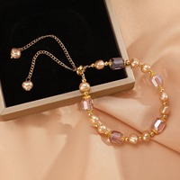 Bracelet en perles de cristal hexagonales de créateur, design baroque violet, bijoux faits à la main pour femme, cadeau