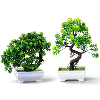 Ornement de plante verte décorative en plastique, simulation de plantes à feuilles persistantes pour la décoration de la maison, de l'hôtel, du mariage, bonsaï, petit arbre en pot