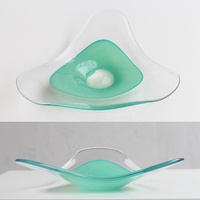 Grand bol à fruits en verre de luxe moderne, fabriqué à la main, plateau de service décoratif en triangle pour centre de table ou décoration intérieure