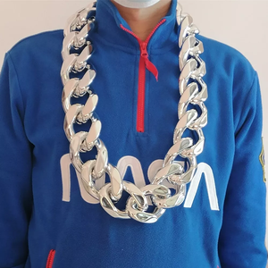 <span class=keywords><strong>Collana</strong></span> a Catena Cubana Oversize Esagerata, Placcata in Acrilico, con Grandi Anelli, Gioielli da Uomo, Stile Rock Punk Pop Maschile Dorato - Product Image 2