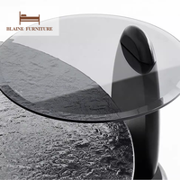 Fournisseur de table basse latérale en verre grainé à l'eau de haute qualité de couleur claire design rond pour meubles de salon