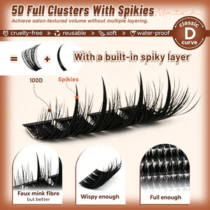 Extensiones de Pestañas en Racimo Wispy, Estilo Anime Spiky <span class=keywords><strong>Manga</strong></span>, Curvatura D, 10-12mm, Pestañas Postizas de Visón Esponjosas, Reutilizables, Segmentos de Pestañas DIY - Product Image 4
