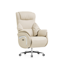 Chaise de bureau de direction ergonomique pivotante en cuir PU blanc, confortable et inclinable pour la relaxation et le gaming