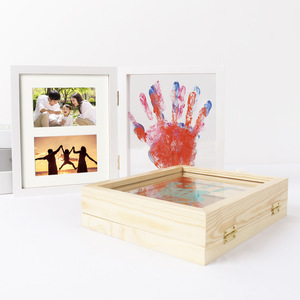 Cadre <span class=keywords><strong>photo</strong></span> en bois massif pour empreintes de mains de famille, boîte de présentation DIY pour empreintes de mains de couple <span class=keywords><strong>avec</strong></span> peinture, cadeau d'anniversaire, décoration intérieure - Product Image 4