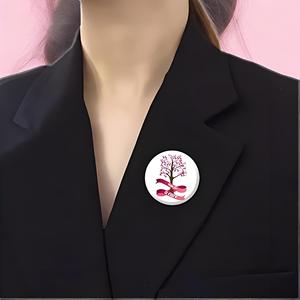 <span class=keywords><strong>Badges</strong></span> personnalisés à boutons en fer blanc avec ruban rose Cadeaux de sensibilisation au cancer du sein Épinglette Boutons ronds Décorations d'événements caritatifs