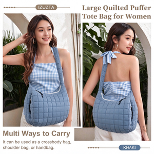 Sac bandoulière matelassé léger et grande capacité en nylon, avec logo personnalisé, idéal pour la plage et les voyages, unisexe, fermeture éclair, collection 2025 - Product Image 4