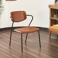 Fauteuil minimaliste moderne italien pour étude à domicile Salle à manger en métal avec dossier en MDF pour café, thé au lait, boutique de chaises rembourrées