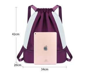 กระเป๋าสะพายไหล่สำหรับเดินทางเล่นกีฬาโยคะมีเชือกผูกกระเป๋าเป้สำหรับโกดังเก็บรองเท้าออกแบบได้ตามต้องการ - Product Image 6