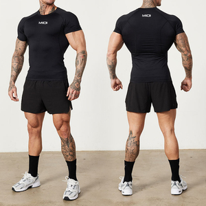 MIQI séchage rapide respirant solide Jersey Fitness haut hommes doux T-shirts compressé Spandex/coton Gym <span class=keywords><strong>chemise</strong></span> à manches courtes - Product Image 6
