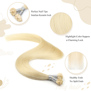 Extensions de cheveux blondes à pointe plate K.SWIGS, 100% cheveux humains vierges, pré-collées à la kératine, cuticules alignées, sans perte, lisses, vente en gros - Product Image 5