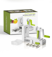 Hachoir manuel multifonctionnel portable en plastique pour la maison et la cuisine, coupe-légumes et fruits en spirale, trancheuse rotative à manivelle
