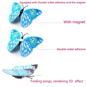 Pegatinas de pared de mariposa 3D de doble capa, 12 Uds., nuevo estilo, decoración para el hogar y la boda, imán de plástico, calcomanías para nevera - Product Image 3