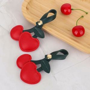 Cute Fruit <b>Keychain</b> Fashion Heart Cherry Charm Pendant Pu Leather Backpack Accessory - Product Image 5