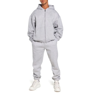 Casual Gym Customized Zip up Hoodie Jogger Set Sweatsuit <b>Plain</b> Activewear Wholesale Fleece Sport Set Men <b>Tracksuits</b> - Product Image 1