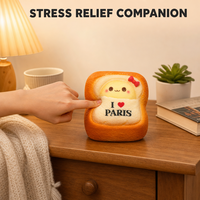 Jouet Squishy Pain de mie Paris à remontée lente, motif visage Kawaii et cœur, anti-stress, cadeau de bureau