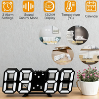 Horloge murale ou de bureau numérique LED 3D moderne avec température et luminosité réglable pour salon chambre bureau